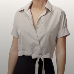 Babaton Aritzia cropped tie shirt